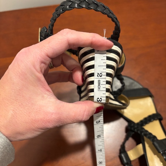 Talbots Royce Braided Leather Striped Cork Wedge Sandals in Black Size 6 - Picture 10 of 10